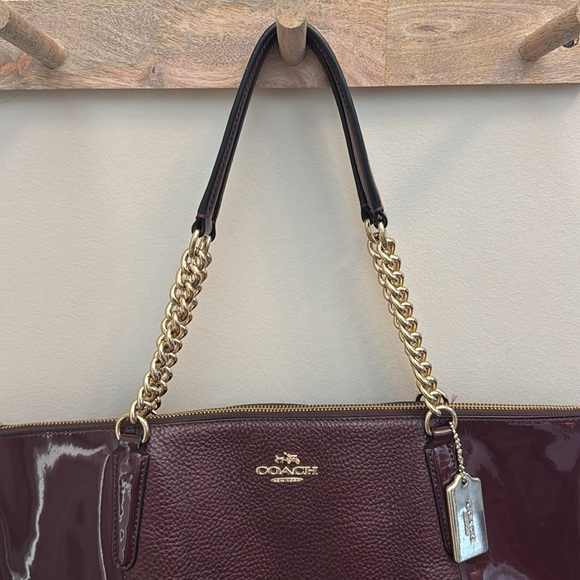 Vintage Coach AVA CHAIN TOTE IN purple SIGNATURE LEATHER - Picture 5 of 11